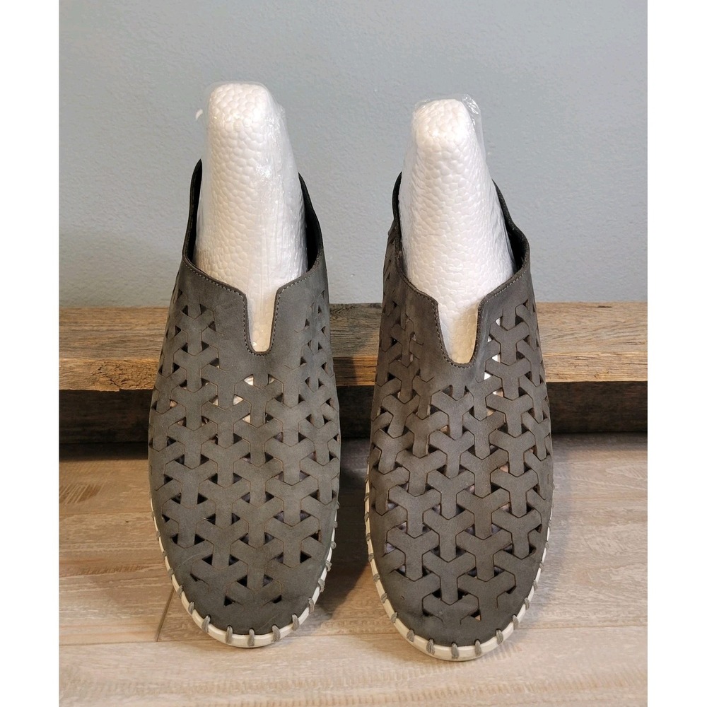 Eric Michael Womens Inez Nubuck Leather Gray Slip-On Sneakers Shoes US 9.5 EU 40